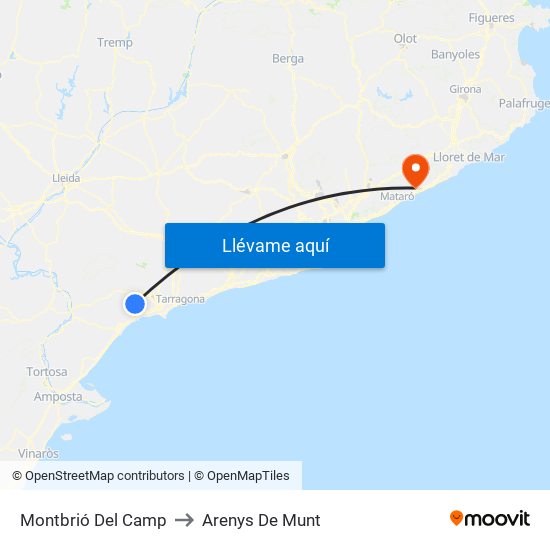 Montbrió Del Camp to Arenys De Munt map