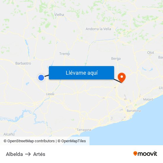 Albelda to Artés map