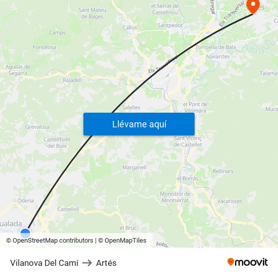 Vilanova Del Camí to Artés map