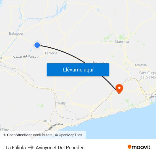 La Fuliola to Avinyonet Del Penedès map