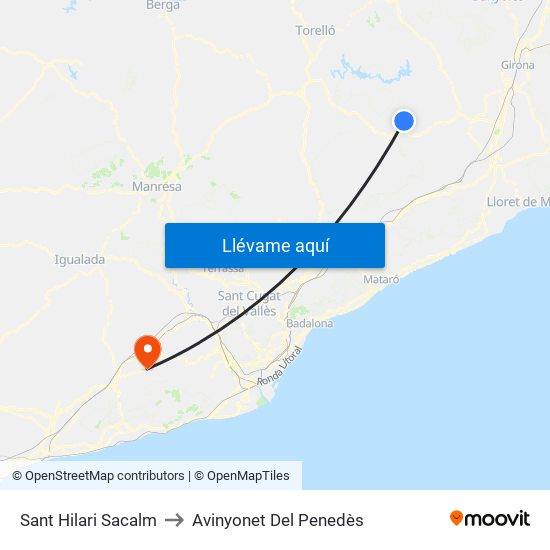 Sant Hilari Sacalm to Avinyonet Del Penedès map
