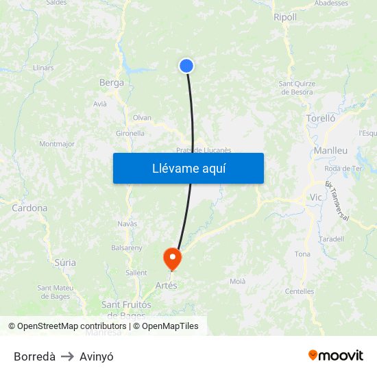 Borredà to Avinyó map