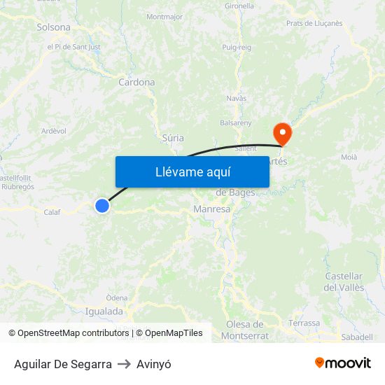 Aguilar De Segarra to Avinyó map