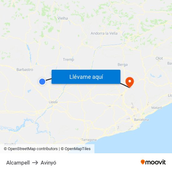Alcampell to Avinyó map