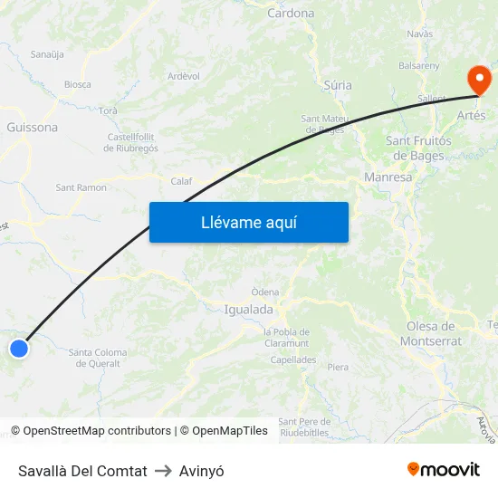 Savallà Del Comtat to Avinyó map