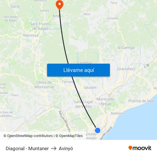 Diagonal - Muntaner to Avinyó map