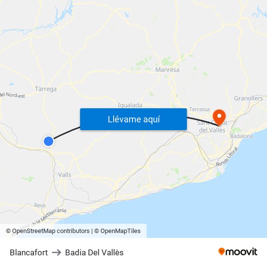 Blancafort to Badia Del Vallès map