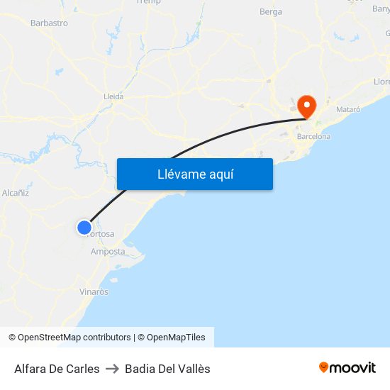 Alfara De Carles to Badia Del Vallès map