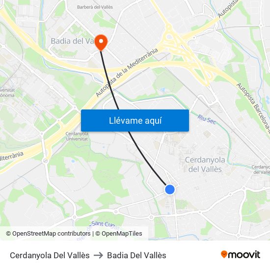Cerdanyola Del Vallès to Badia Del Vallès map