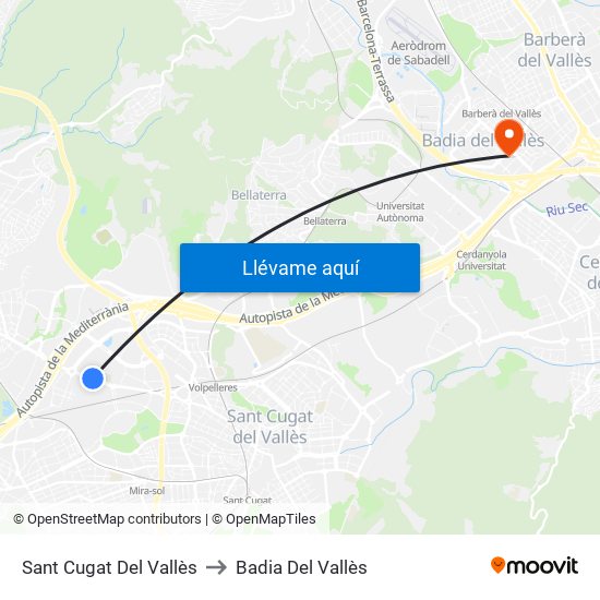 Sant Cugat Del Vallès to Badia Del Vallès map