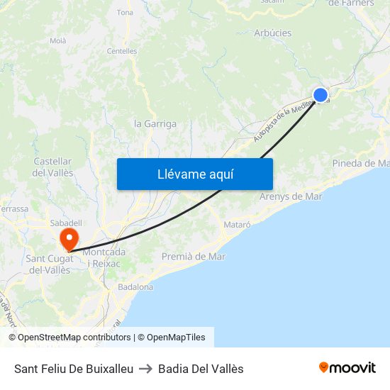 Sant Feliu De Buixalleu to Badia Del Vallès map