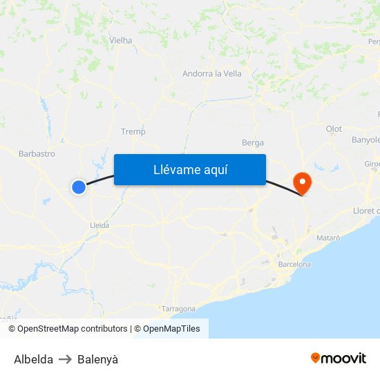 Albelda to Balenyà map