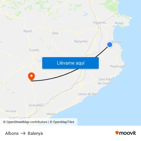Albons to Balenyà map