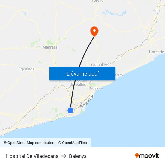 Hospital De Viladecans to Balenyà map