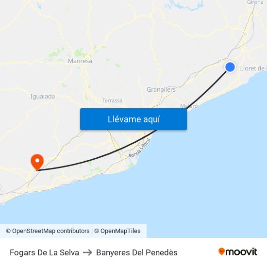 Fogars De La Selva to Banyeres Del Penedès map