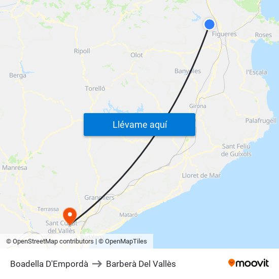 Boadella D'Empordà to Barberà Del Vallès map