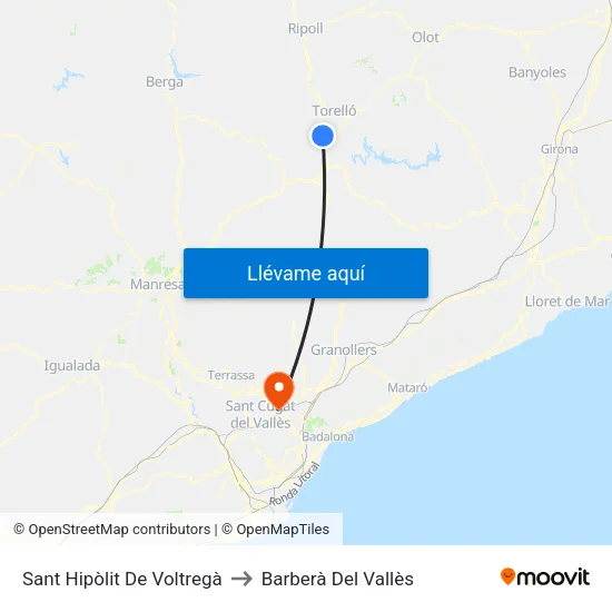 Sant Hipòlit De Voltregà to Barberà Del Vallès map