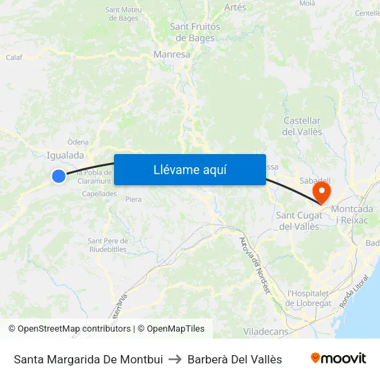 Santa Margarida De Montbui to Barberà Del Vallès map