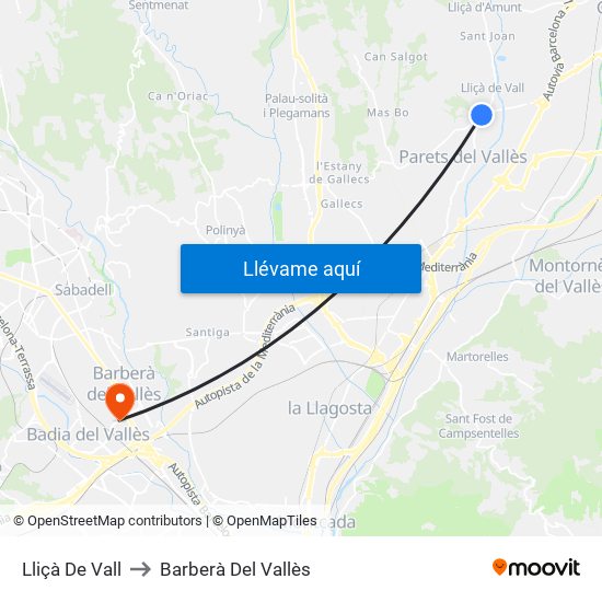 Lliçà De Vall to Barberà Del Vallès map