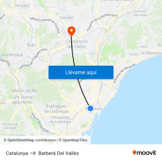 Catalunya to Barberà Del Vallès map