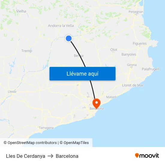 Lles De Cerdanya to Barcelona map