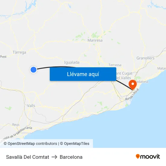 Savallà Del Comtat to Barcelona map