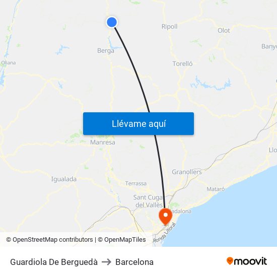Guardiola De Berguedà to Barcelona map
