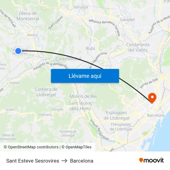 Sant Esteve Sesrovires to Barcelona map