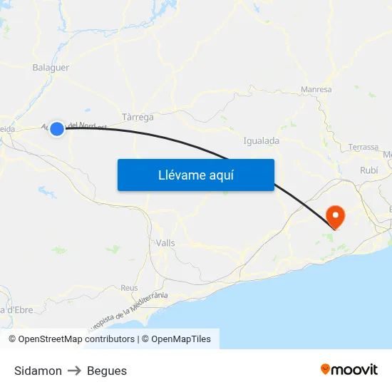 Sidamon to Begues map