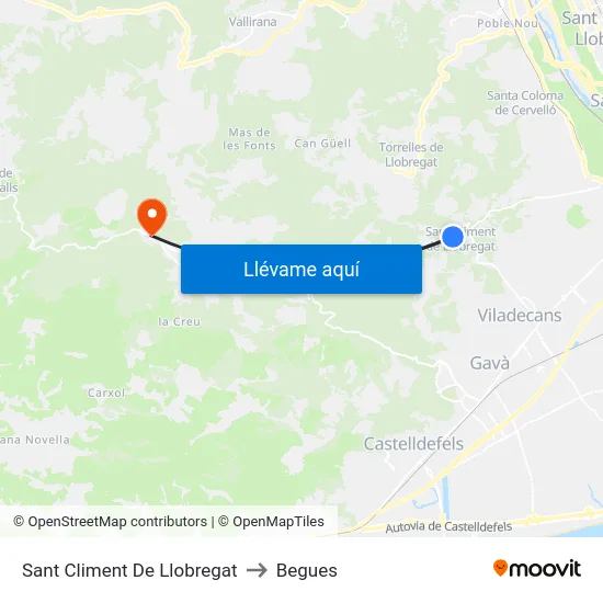 Sant Climent De Llobregat to Begues map