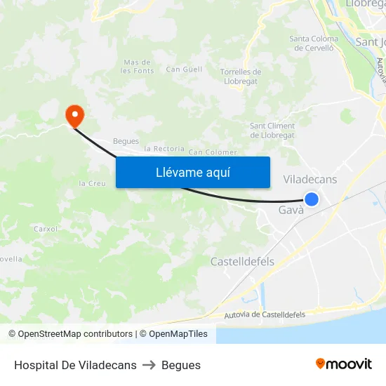 Hospital De Viladecans to Begues map