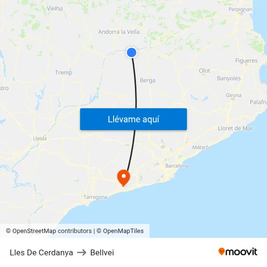 Lles De Cerdanya to Bellvei map