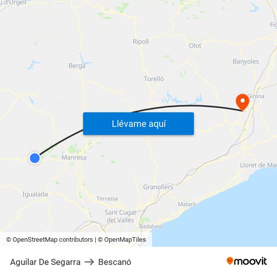 Aguilar De Segarra to Bescanó map