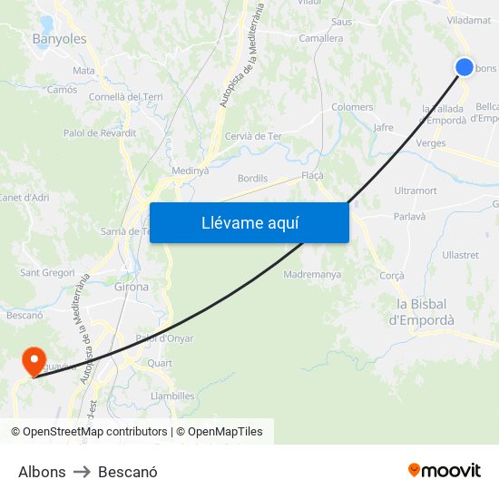 Albons to Bescanó map