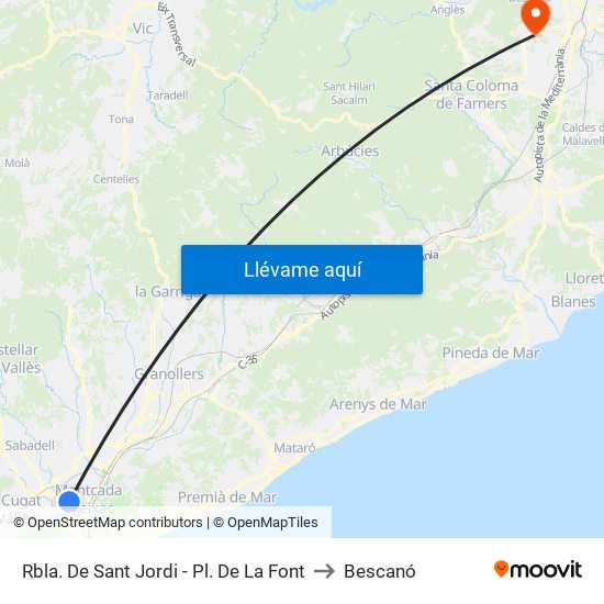 Rbla. De Sant Jordi - Pl. De La Font to Bescanó map