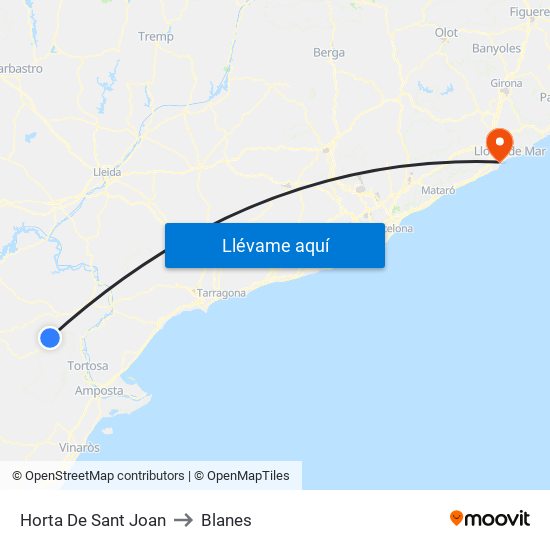 Horta De Sant Joan to Blanes map