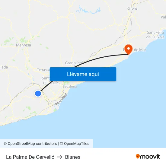 La Palma De Cervelló to Blanes map