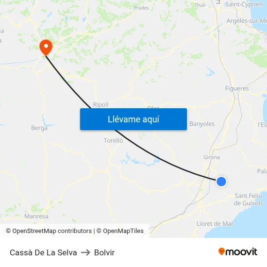 Cassà De La Selva to Bolvir map