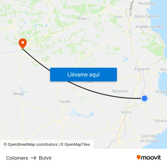 Colomers to Bolvir map