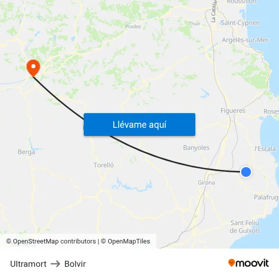 Ultramort to Bolvir map