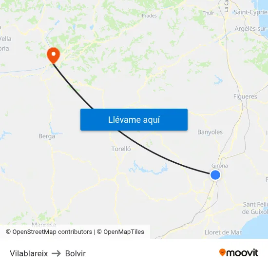 Vilablareix to Bolvir map