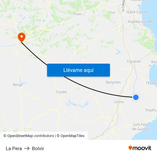 La Pera to Bolvir map