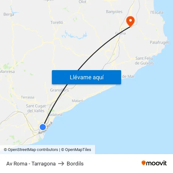 Av Roma - Tarragona to Bordils map