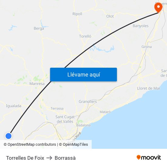 Torrelles De Foix to Borrassà map
