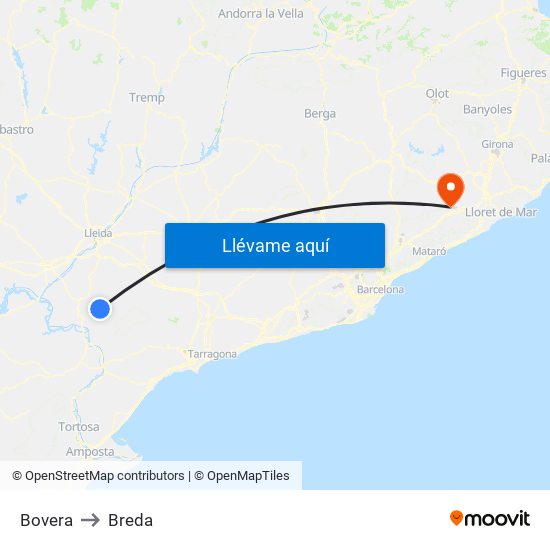 Bovera to Breda map