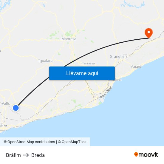 Bràfim to Breda map