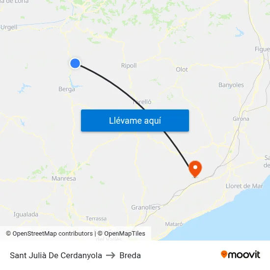 Sant Julià De Cerdanyola to Breda map