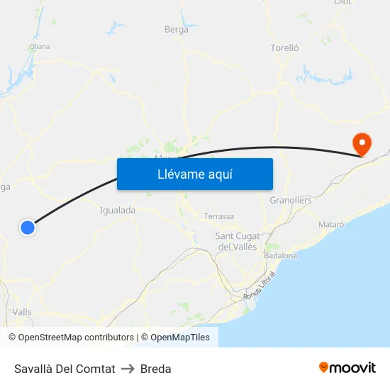 Savallà Del Comtat to Breda map