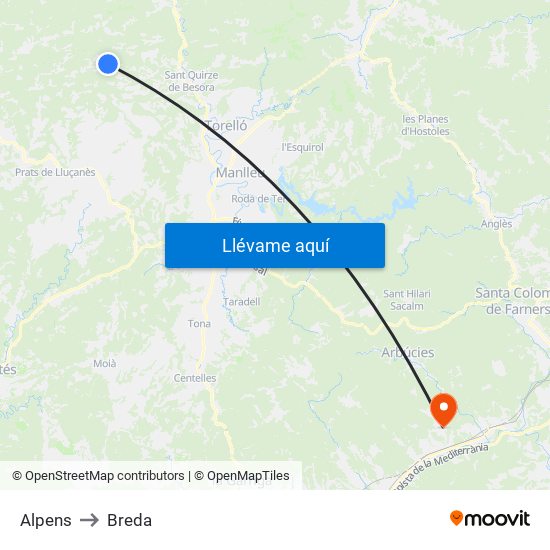 Alpens to Breda map