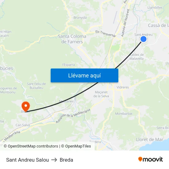 Sant Andreu Salou to Breda map
